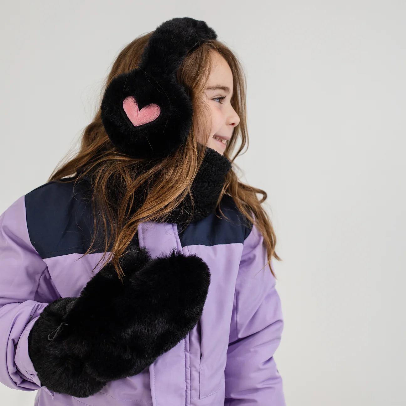 WinterProof Wonder Fluff Midnight Black Faux Fur Mitten