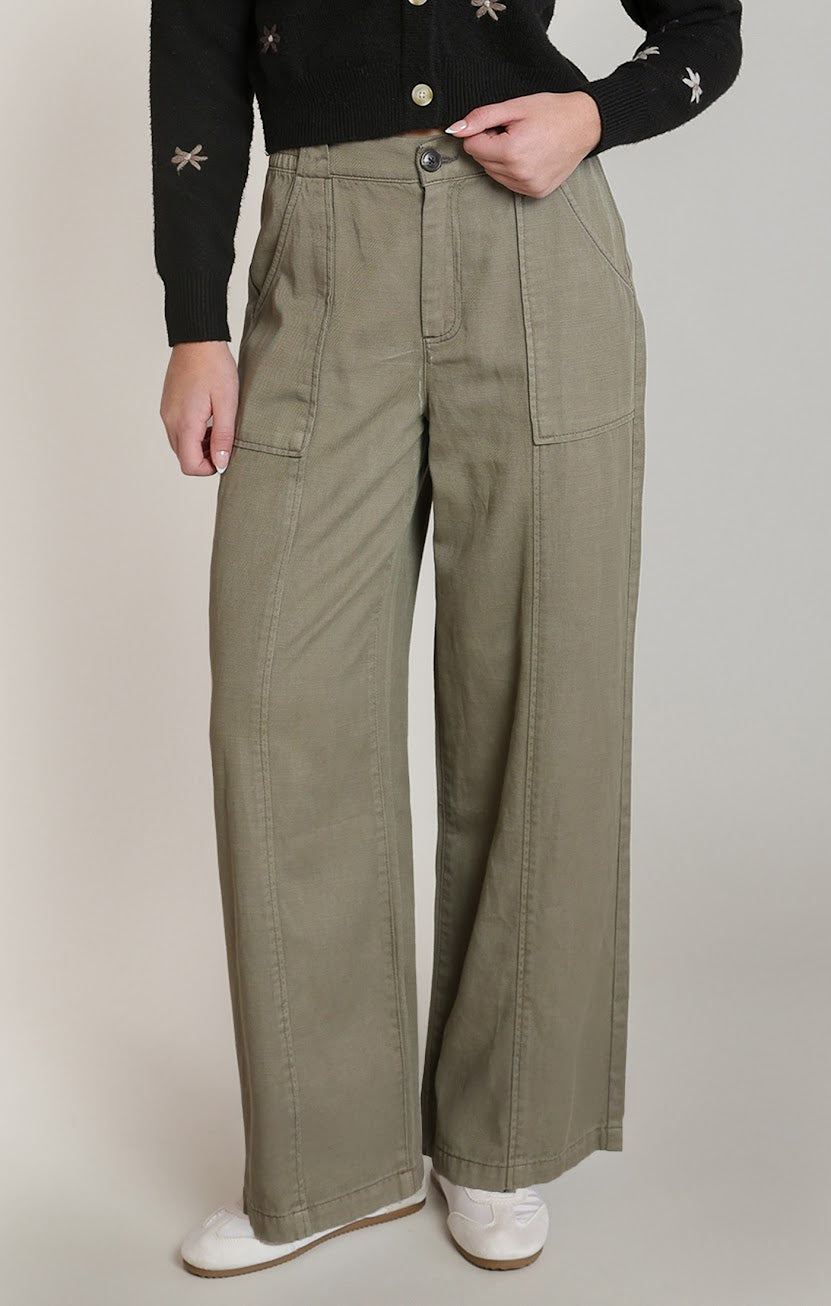 DEX Khaki Twill Wide Leg Pant 02-09