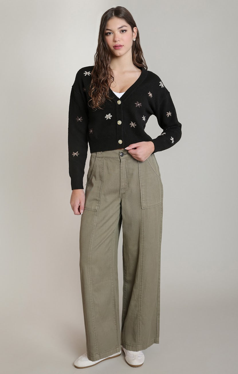 DEX Khaki Twill Wide Leg Pant 02-09