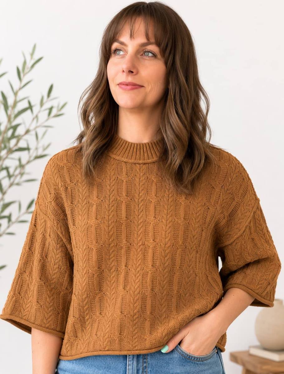 Volcom Oversized Cable-Knit 3/4 Sleeves Shirt