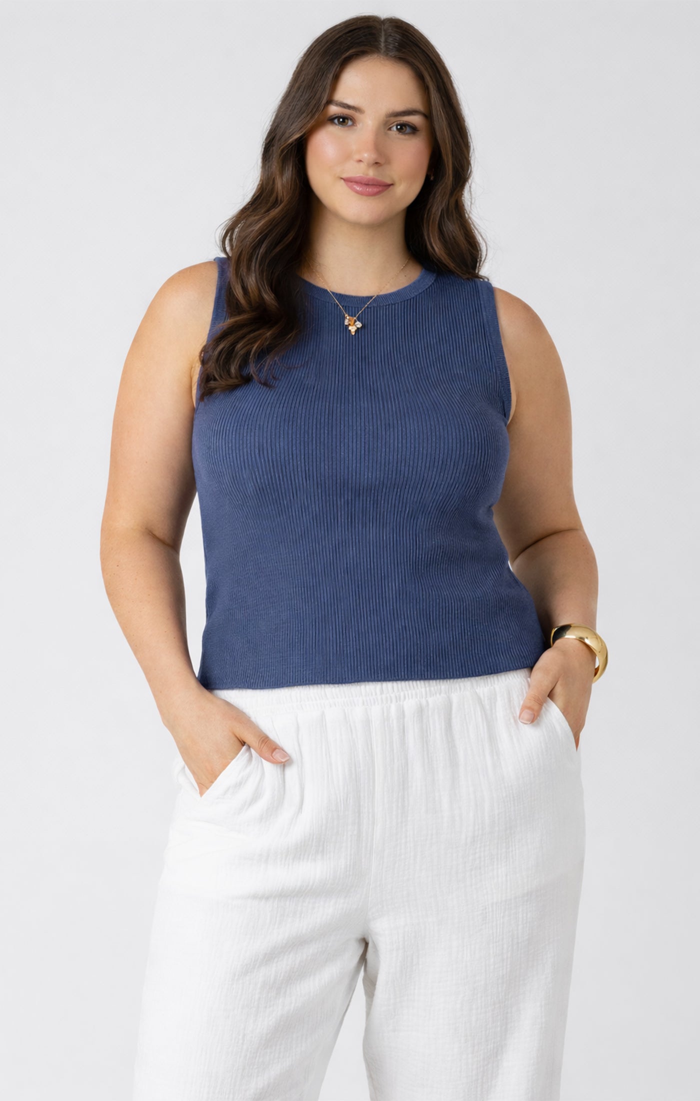 Dex Navy Waffle Knit Tanks SP