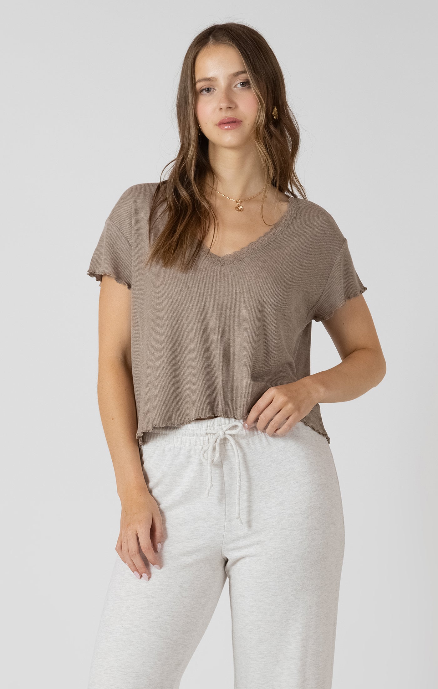 Dex Lace Trim Waffle Top SP
