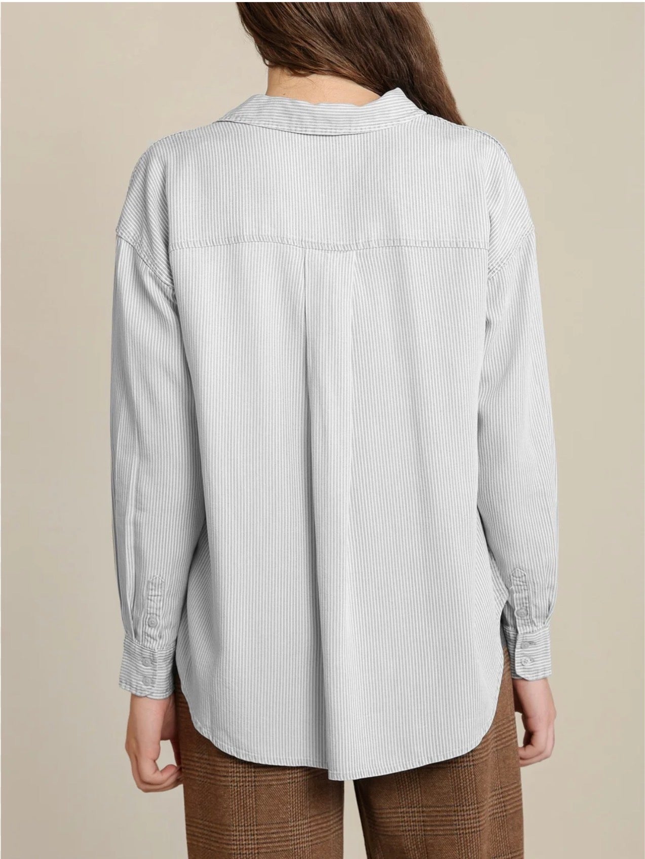 DEX Relaxed Button Front Striped Shirt 02-08