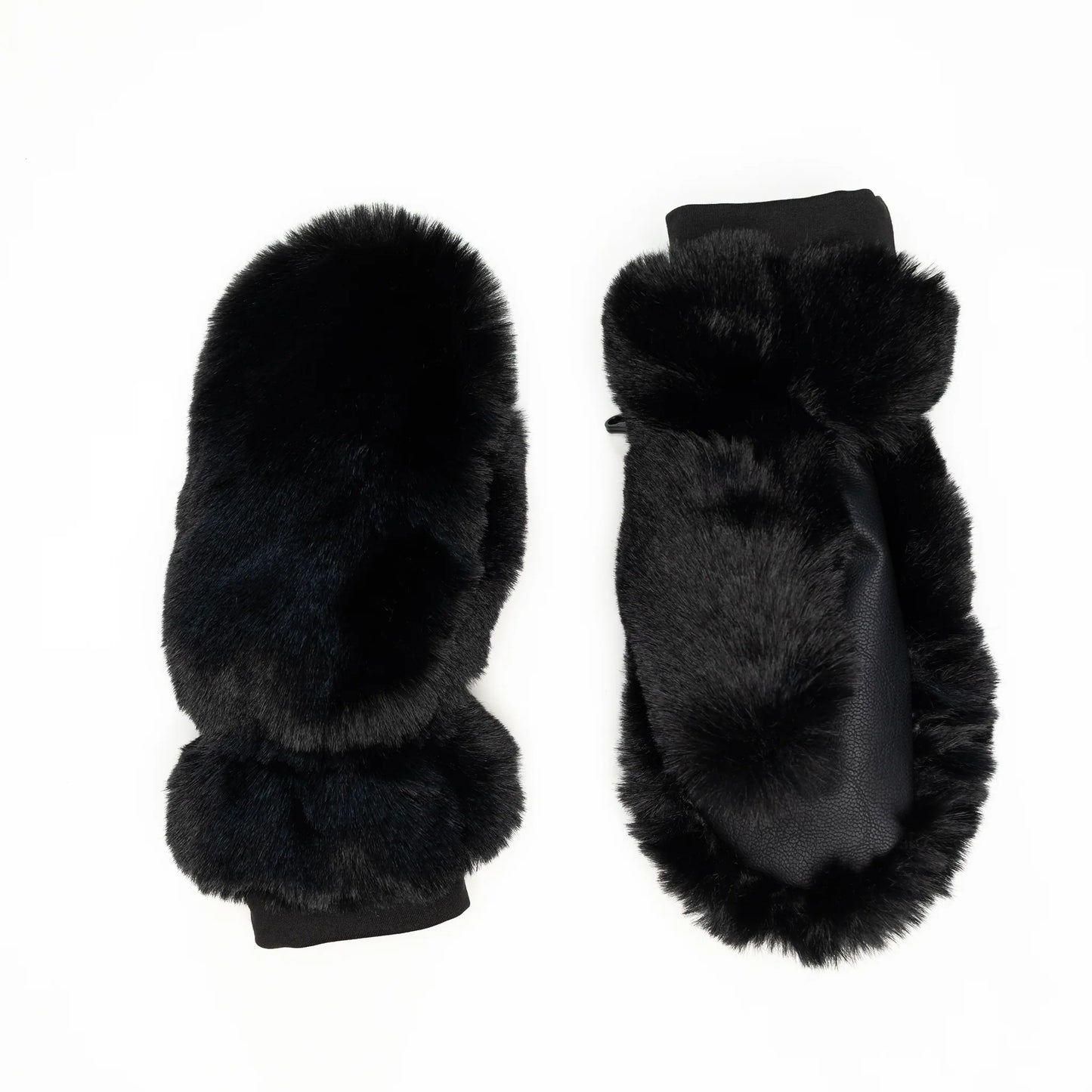 WinterProof Wonder Fluff Midnight Black Faux Fur Mitten