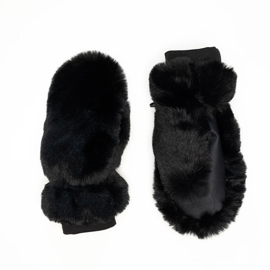 WinterProof Wonder Fluff Midnight Black Faux Fur Mitten