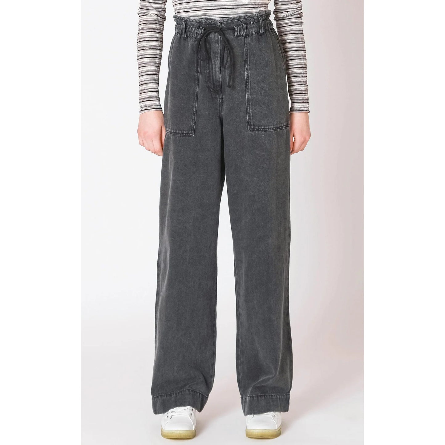 Dex Washed Black Wide Leg Denim Pant FN