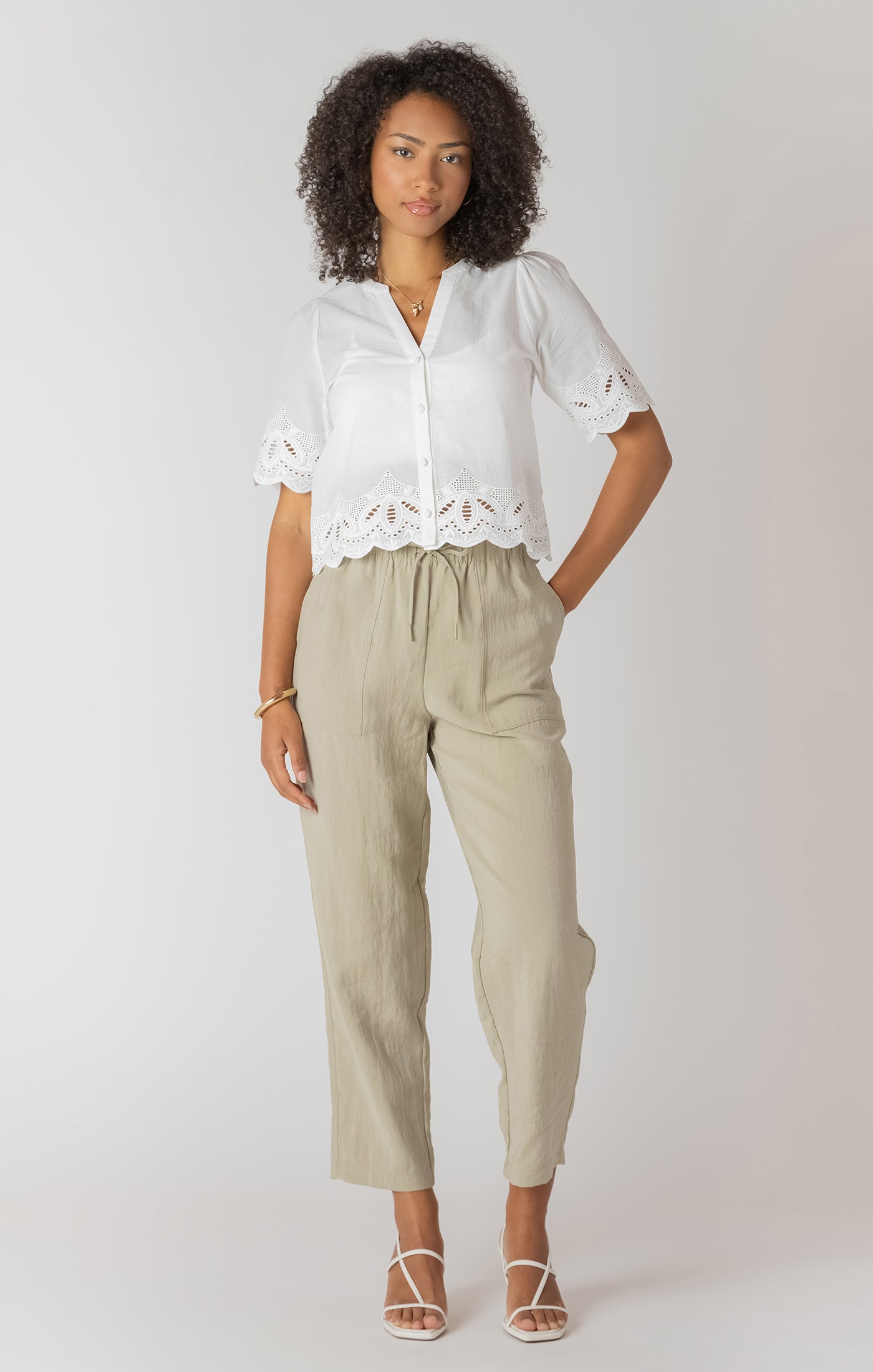 Room 34 White Eyelet Trim Blouse SP