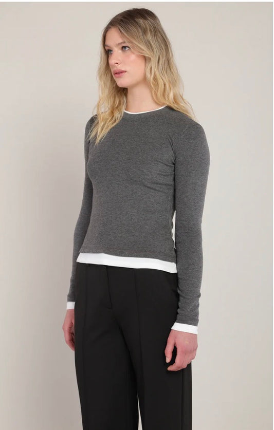 Room 34 Layered Look Top - Charcoal Heather 02-08