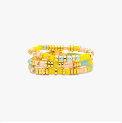 Pura Vida Mixed Bead Stretch Ring 3 Pack