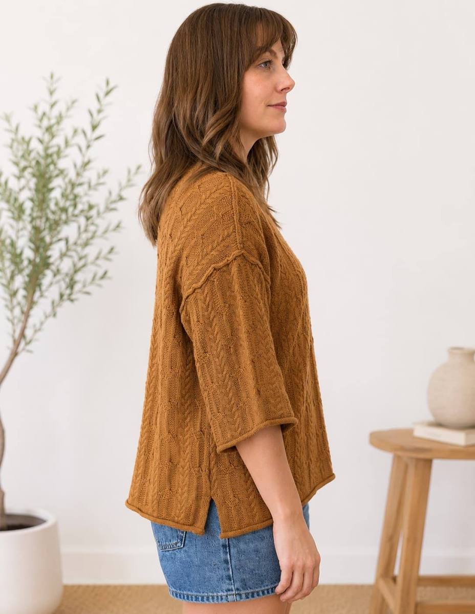 Volcom Oversized Cable-Knit 3/4 Sleeves Shirt