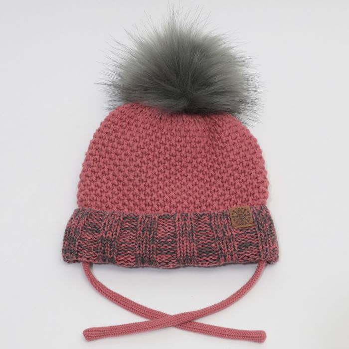 Calikids Baby Knit Fur Pom Pom Toque