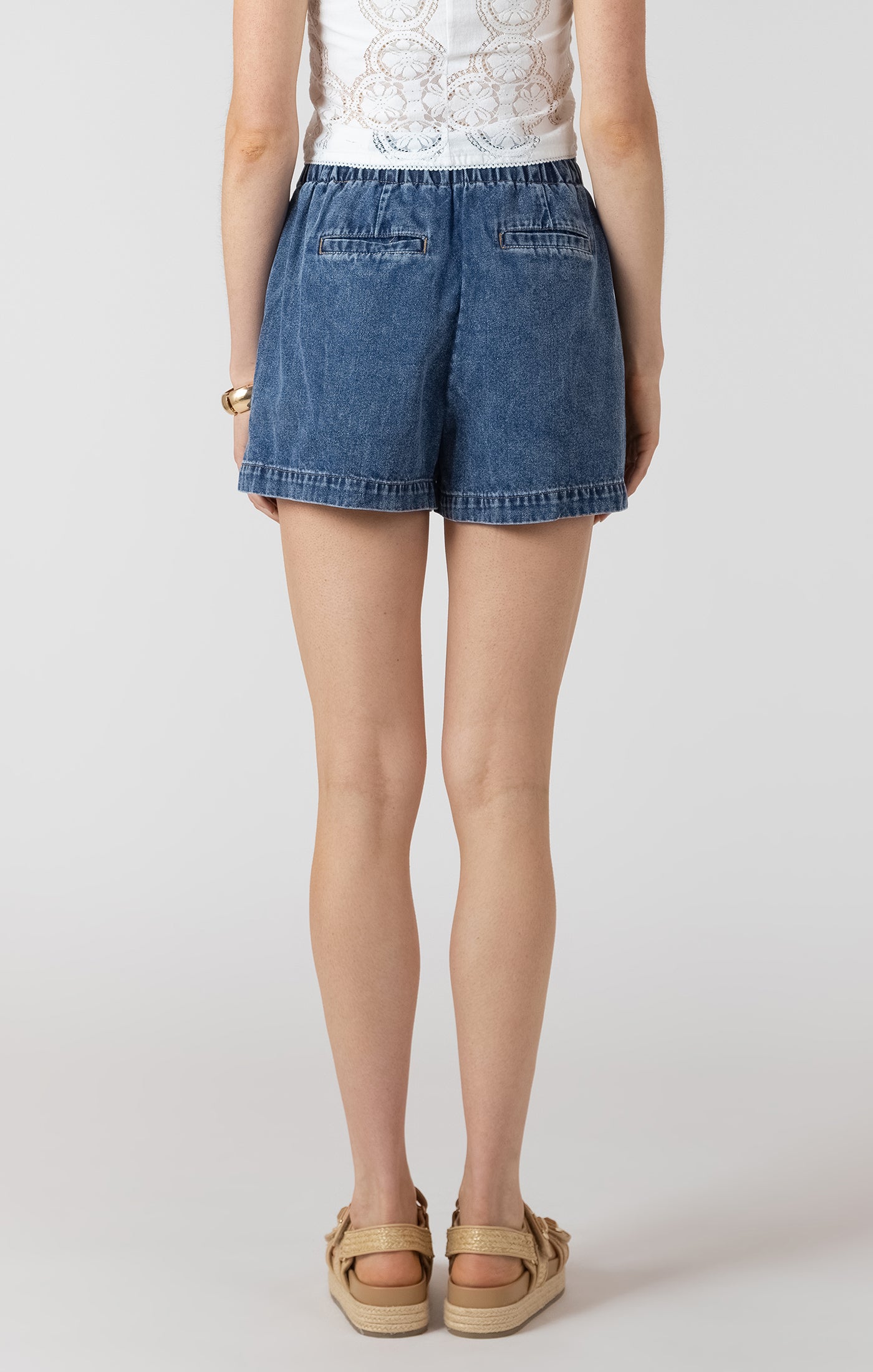 Dex Medium Blue Wash Drawstring Denim Short SP