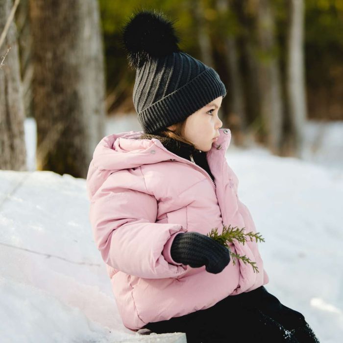 Calikid Soft Knit Fur Pompom Toque