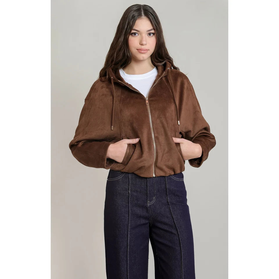 Dex Brown Suede Hooded Sweater 02-08