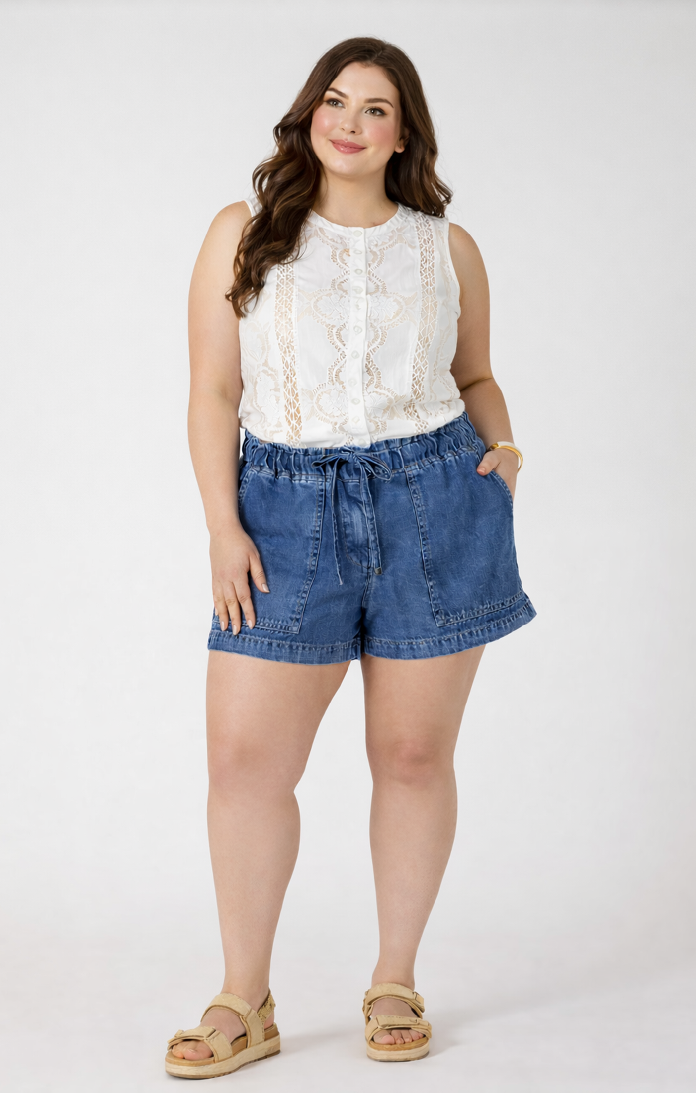 Dex Medium Blue Wash Drawstring Denim Short SP