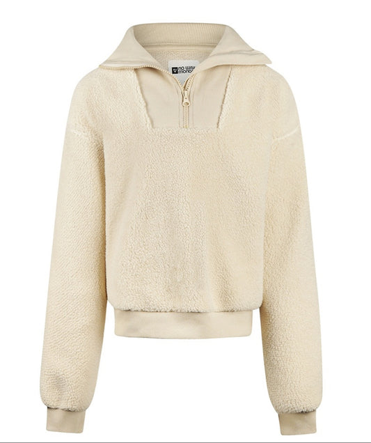No Way Monday Beige Sherpa Pullover FN