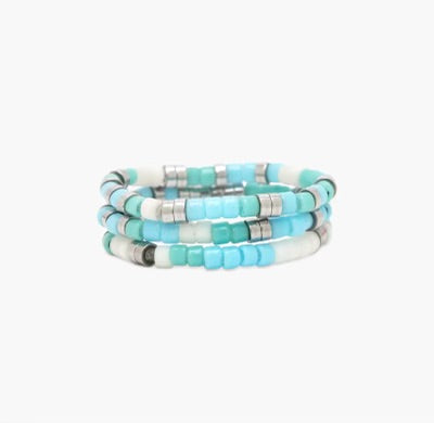 Pura Vida Mixed Bead Stretch Ring 3 Pack