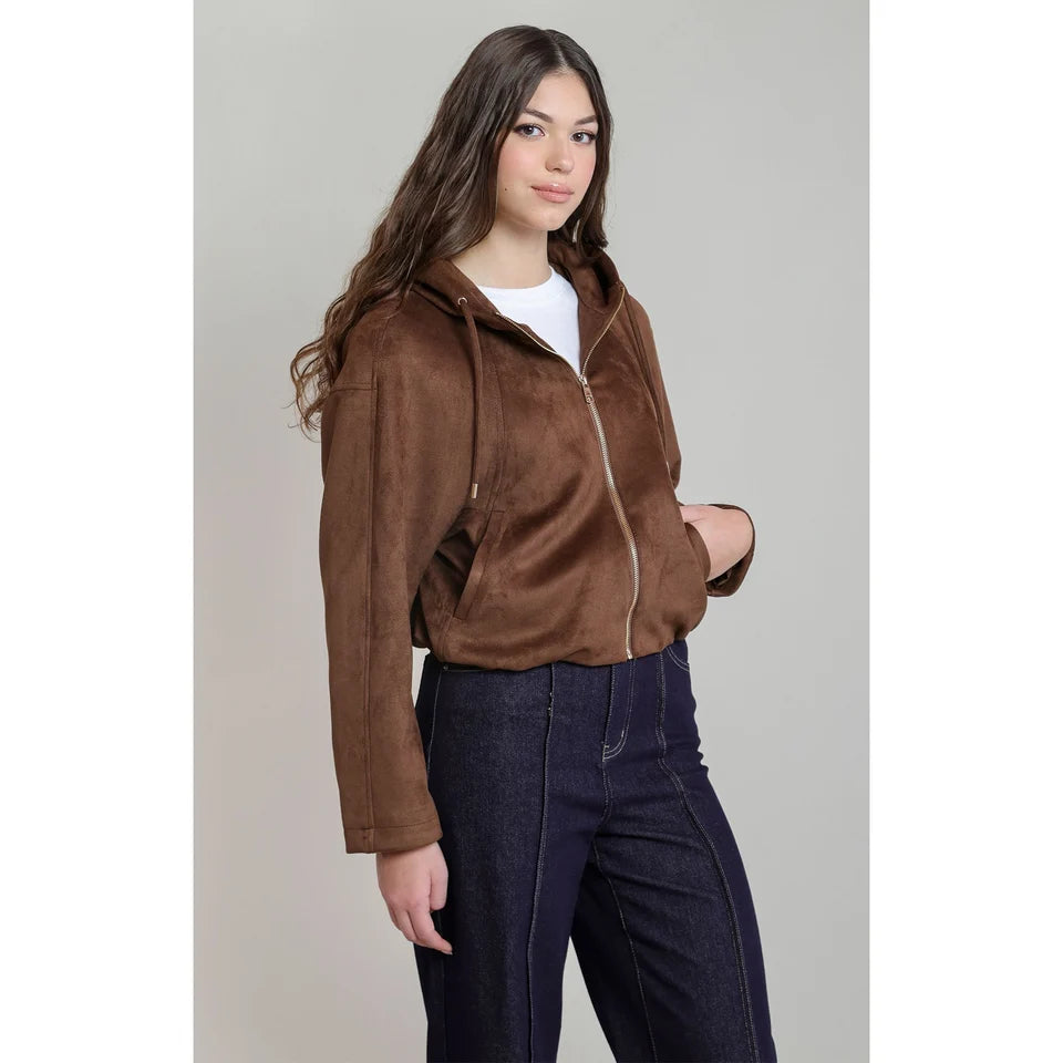 Dex Brown Suede Hooded Sweater 02-08
