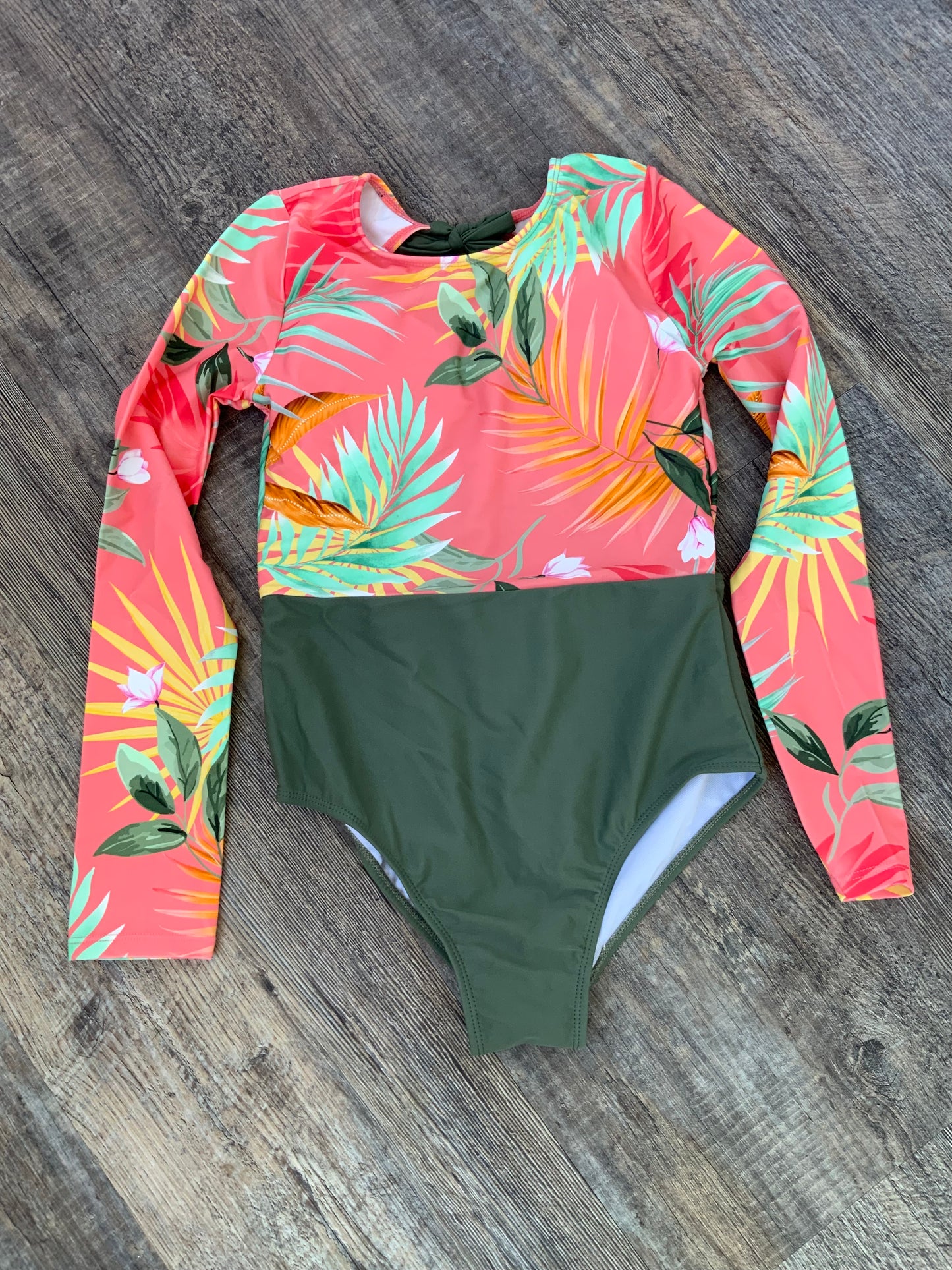 Mandarine & Co. Dusk Coral Leaf Long Sleeve One Piece SPN
