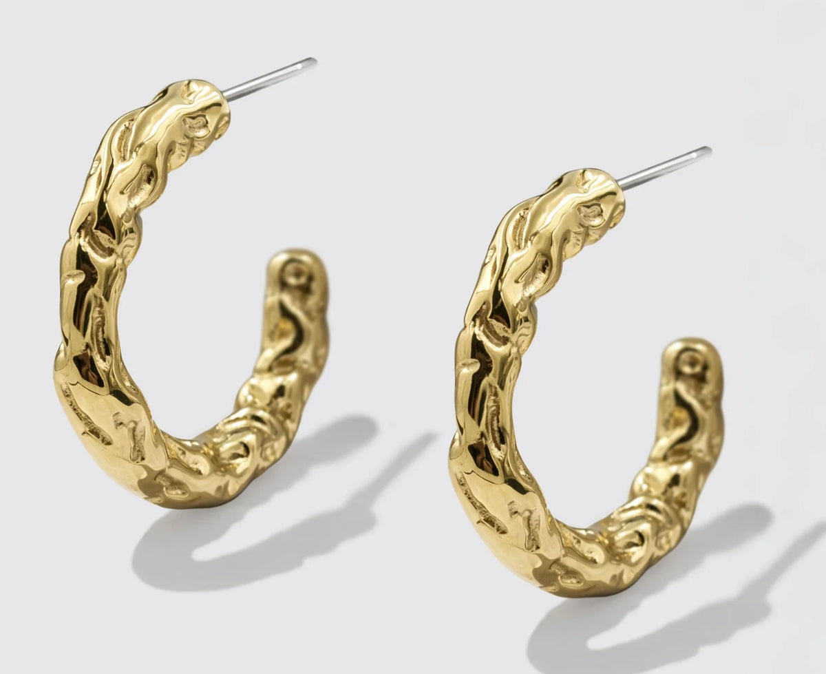 Bizou Golden Organic Hoop Earrings