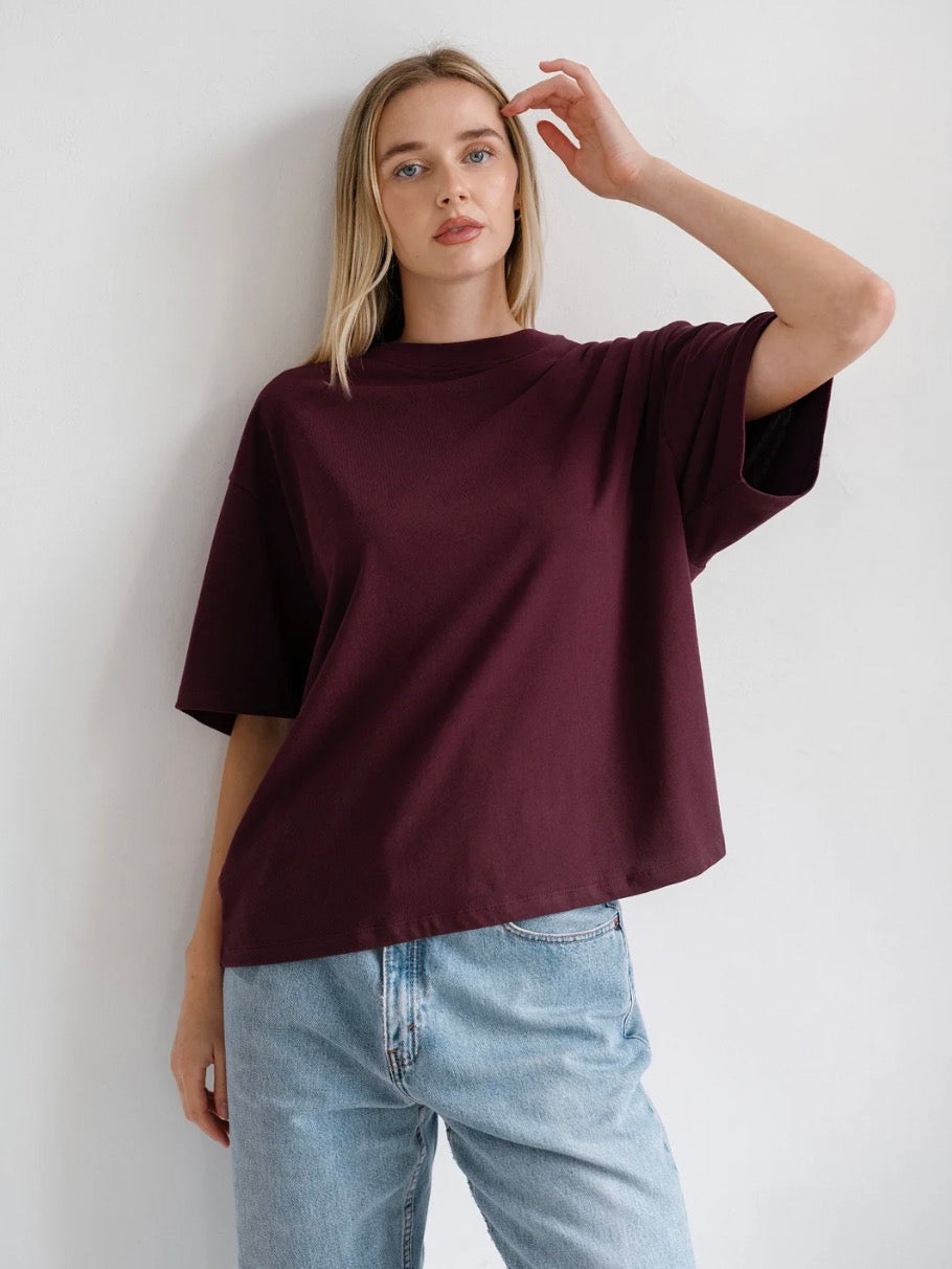 Brunette the Label Boxy Fit Tee PLUM 02-07