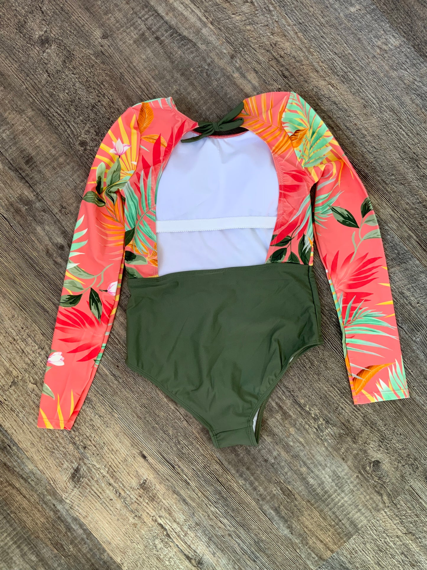 Mandarine & Co. Dusk Coral Leaf Long Sleeve One Piece SPN