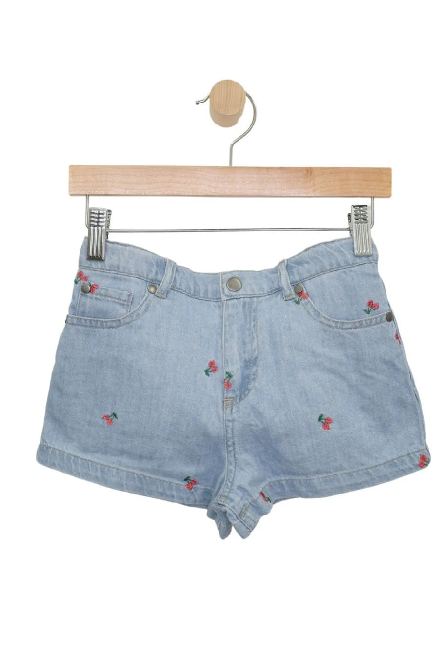 Mid Embroidered Cherry Denim Shorts SP