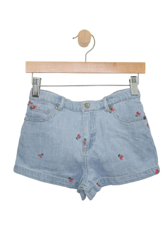 Mid Embroidered Cherry Denim Shorts SP
