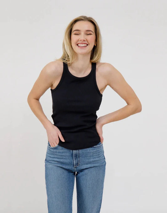 Brunette the Label Ribbed Tank with Curved Hem SPN