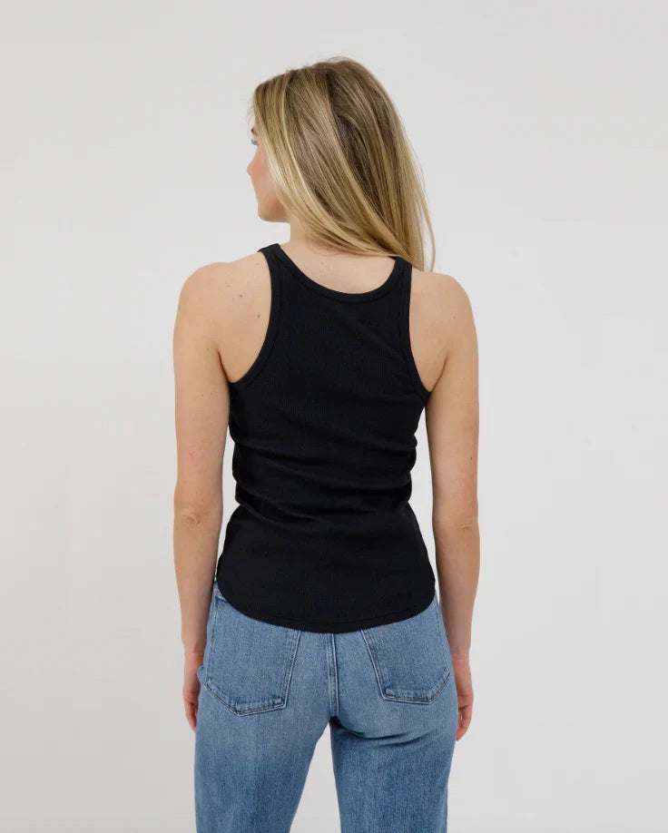 Brunette the Label Ribbed Tank with Curved Hem SPN