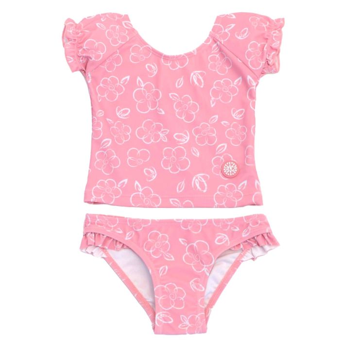 Calikids 2 Piece Pink Floral Swimsuit SP