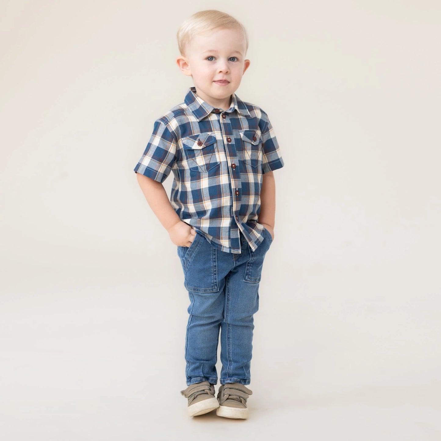Nano Plaid Button Down Tee SPN