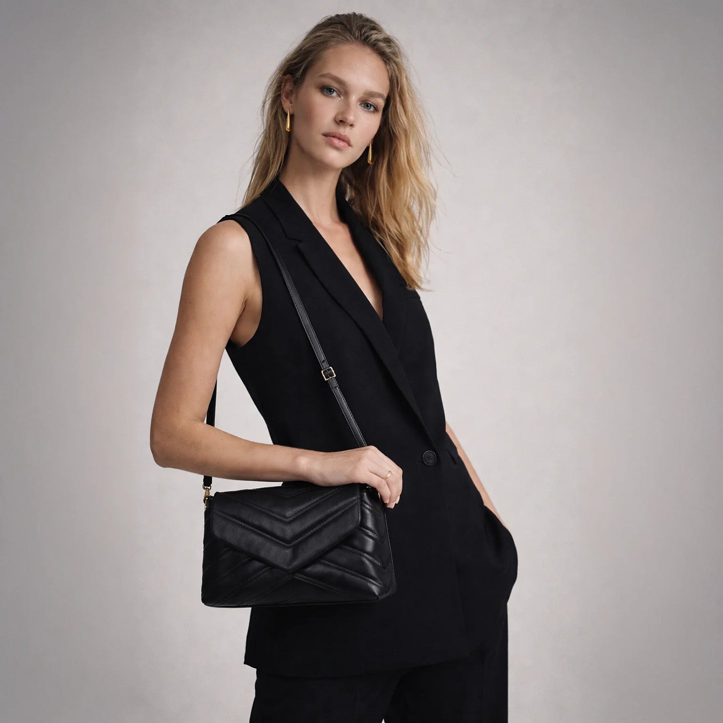 Bizou Black Quilted Crossbody Handbag
