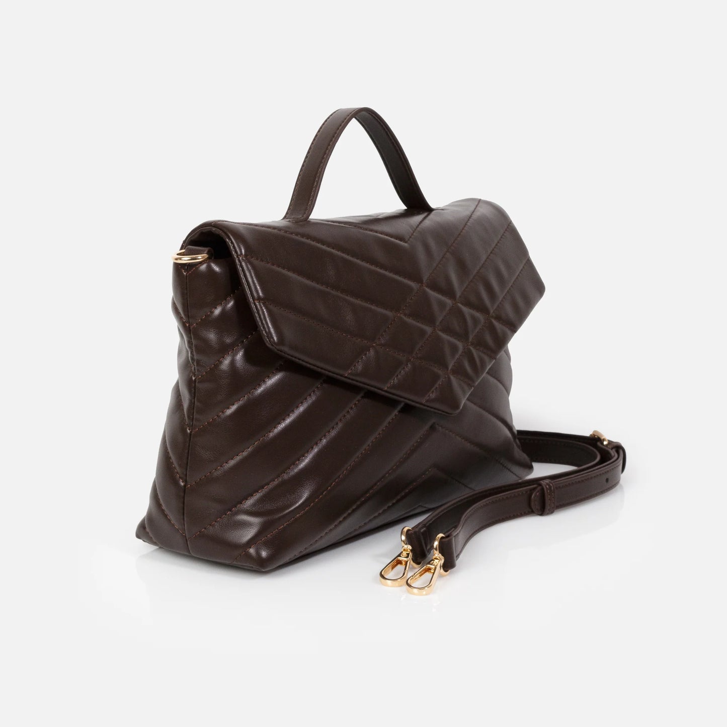 Bizou Dark Brown Quilted Crossbody Handbag