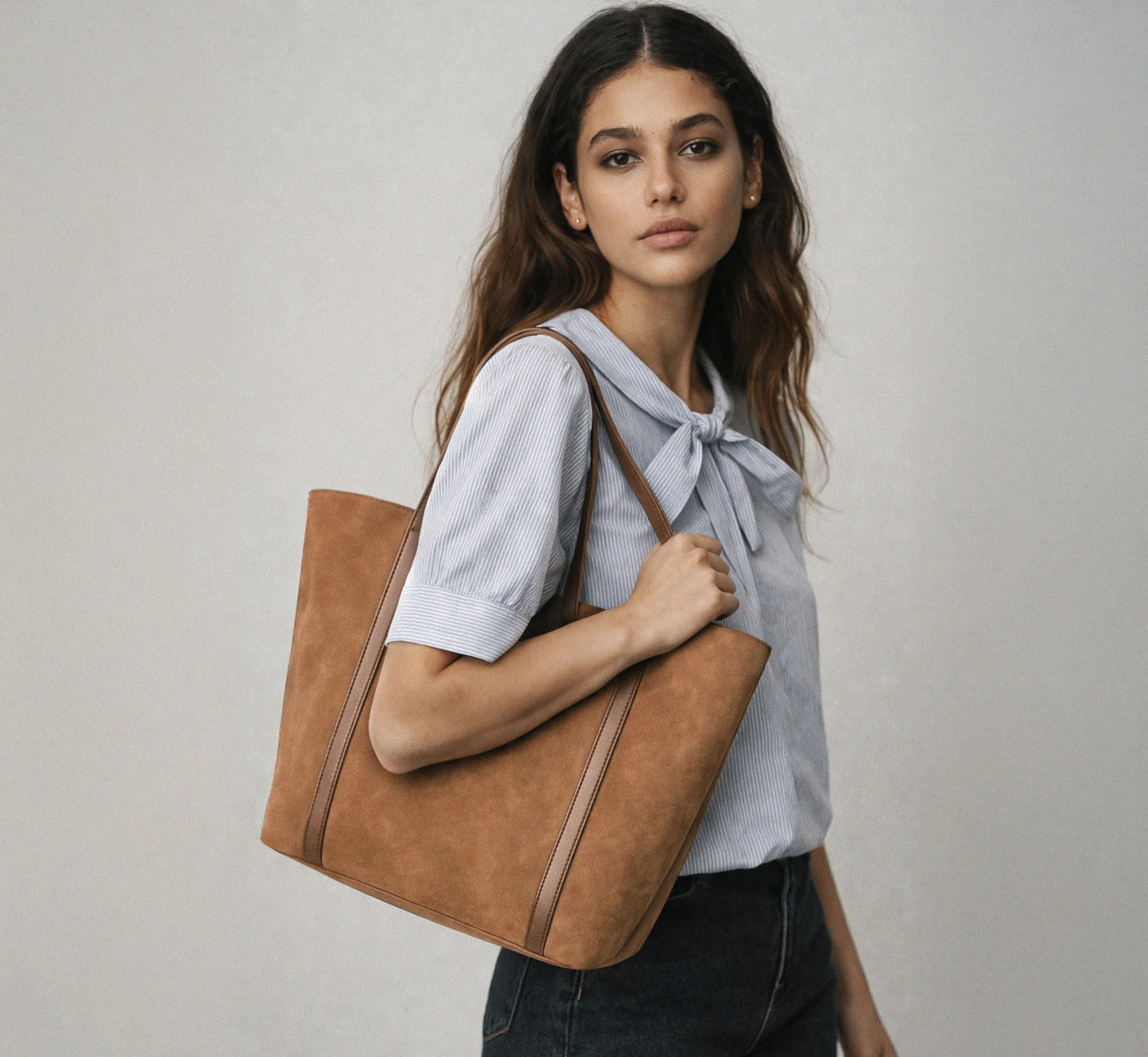Bizou Light Brown Suede Bag
