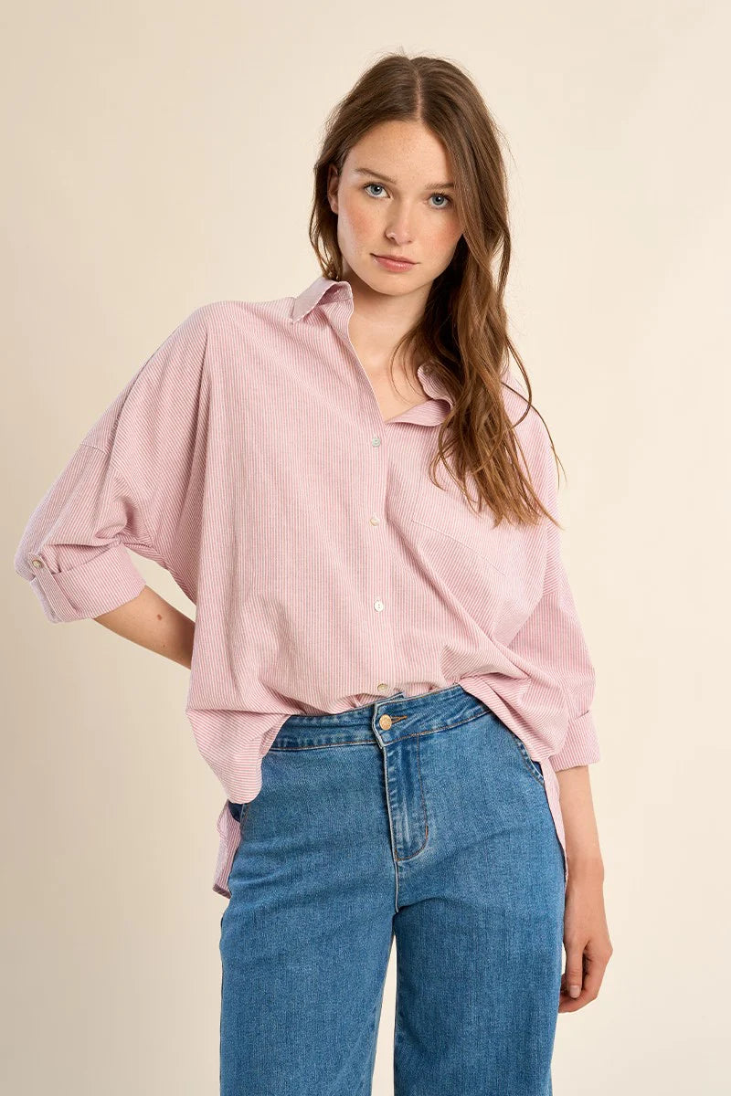 Molly Bracken Stripped Pink Button Down SP