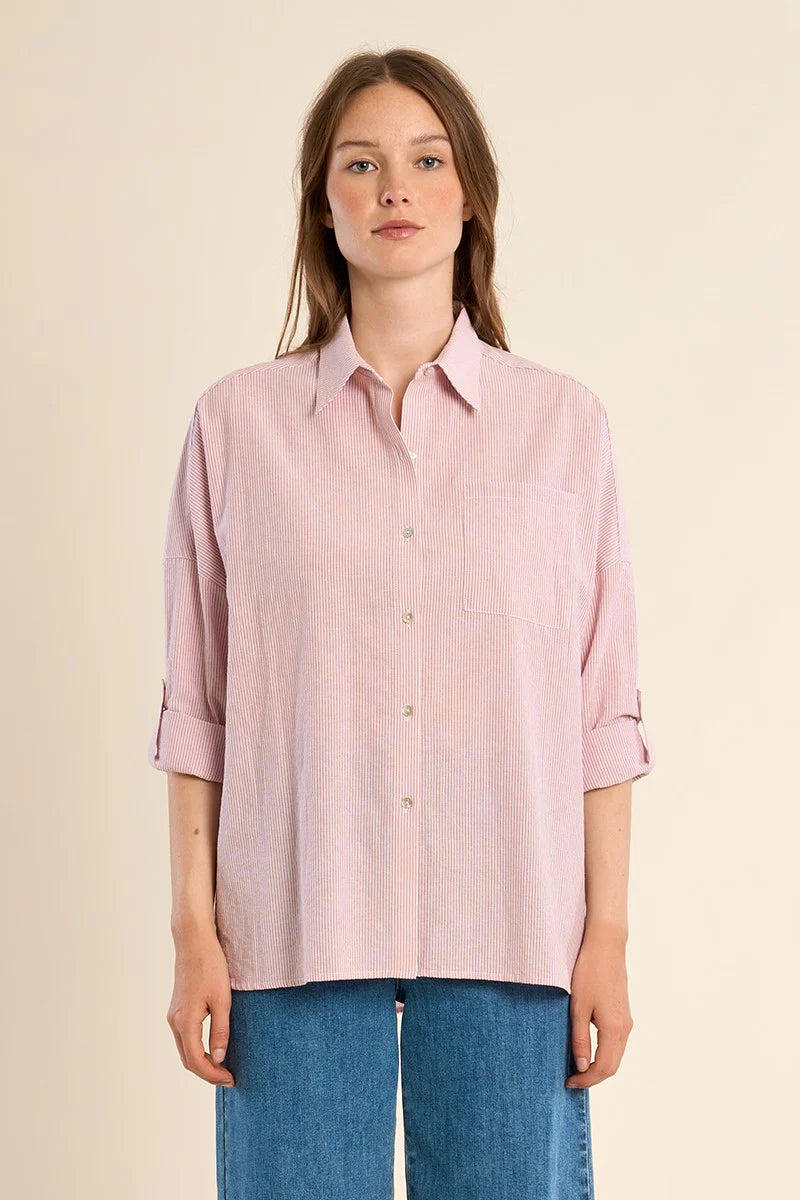 Molly Bracken Stripped Pink Button Down SP