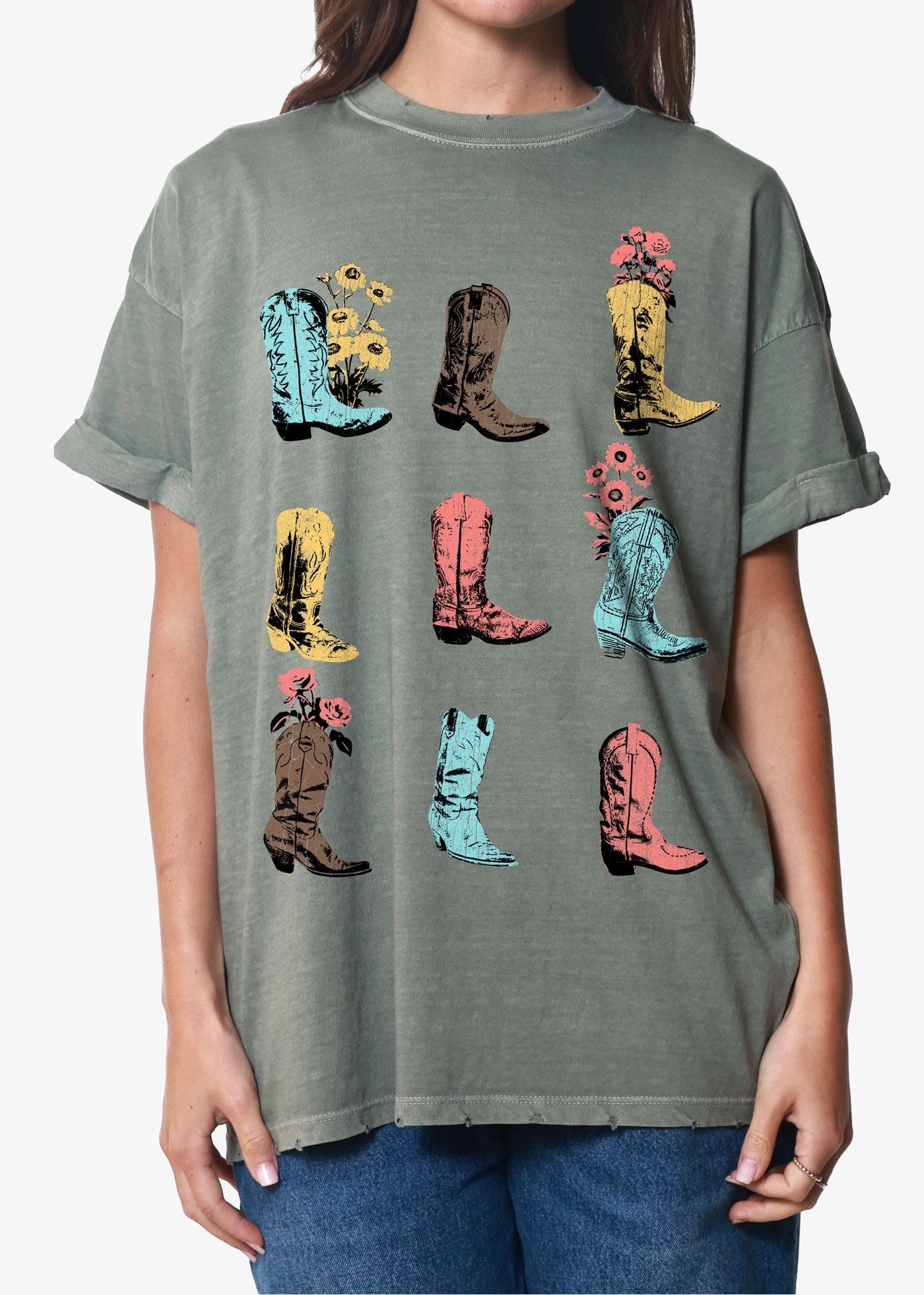 Girl Dangerous Cowboy Boots & Flowers SP