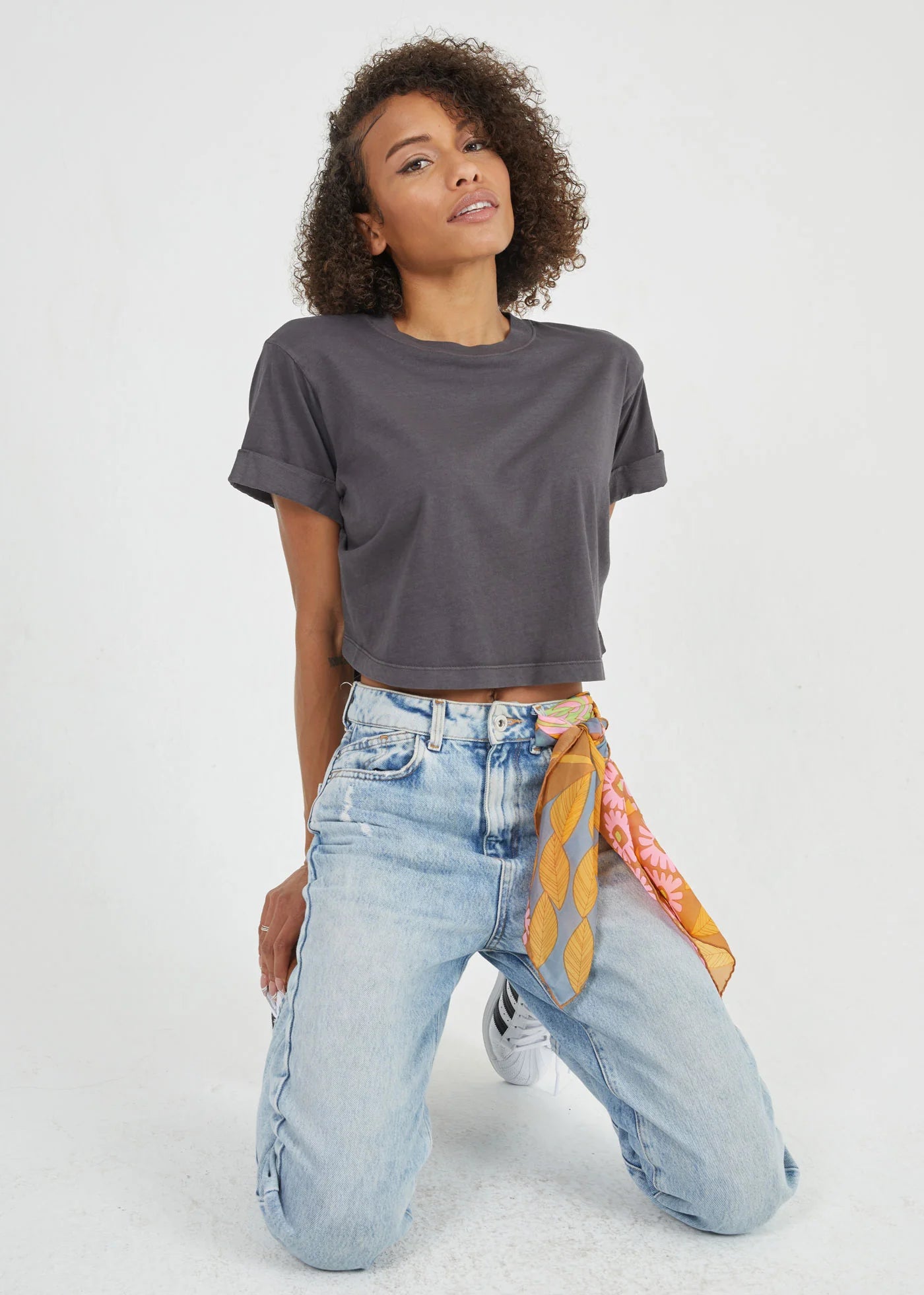 Girl Dangerous Oversized Crop Vintage Black Tee