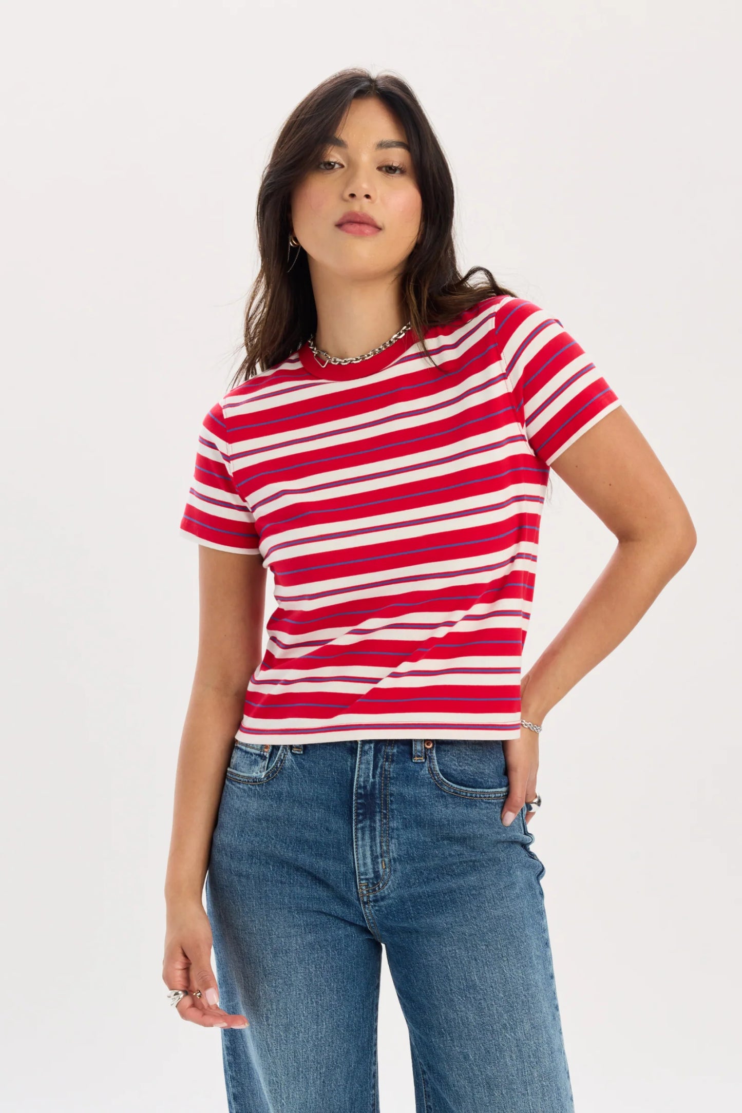 Daze Zuma Crew Neck Scarlet Stripe Tee SP