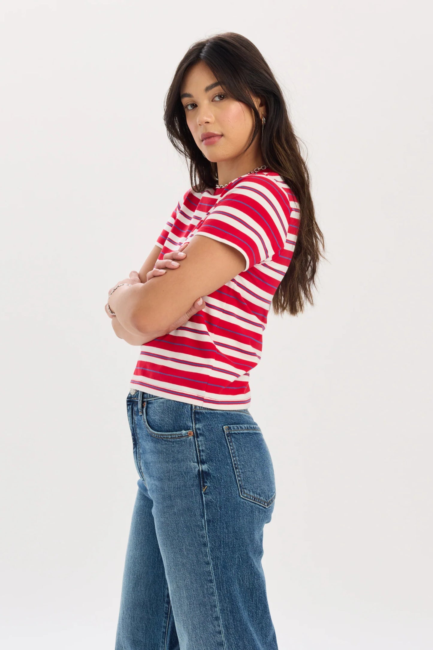 Daze Zuma Crew Neck Scarlet Stripe Tee SP