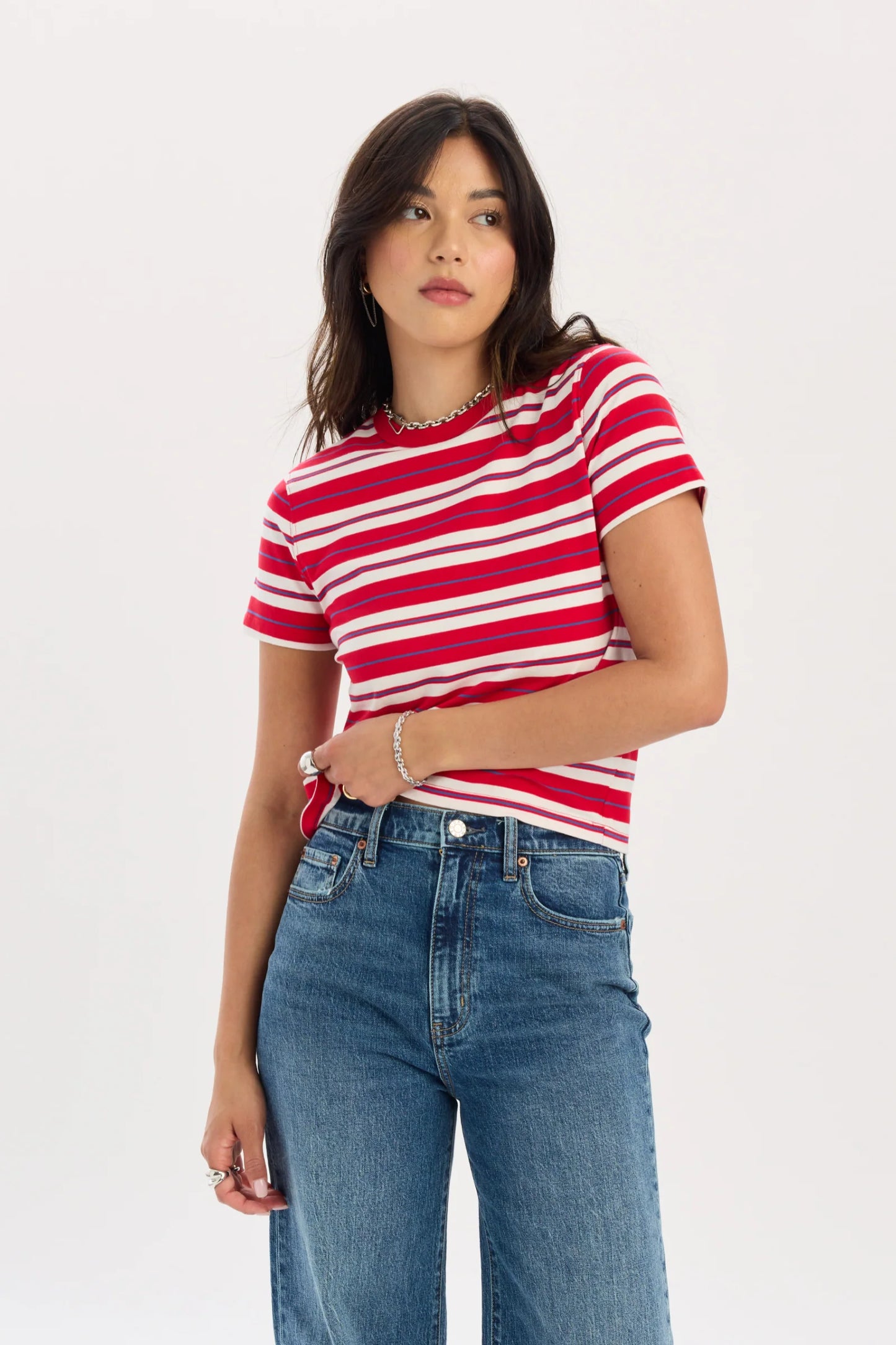 Daze Zuma Crew Neck Scarlet Stripe Tee SP