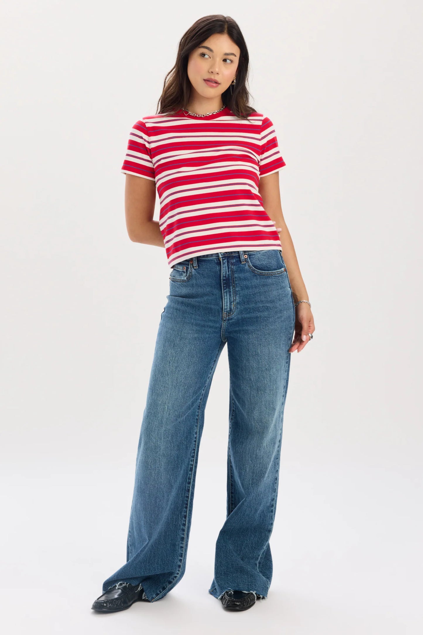 Daze Zuma Crew Neck Scarlet Stripe Tee SP