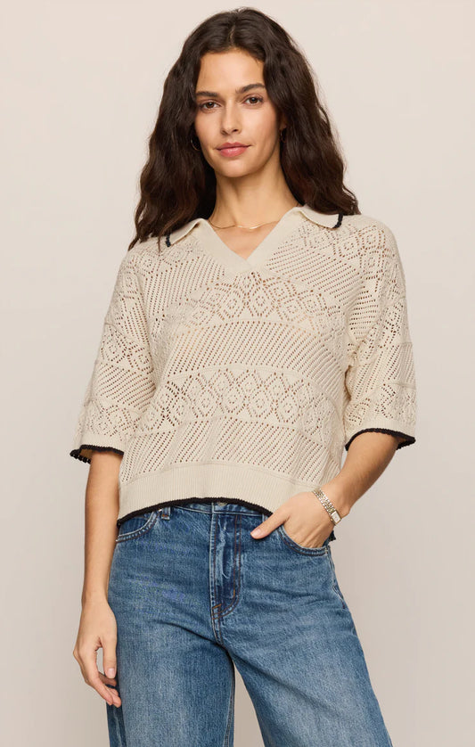 Z Supply Denman Crochet Polo Sweater 02-07