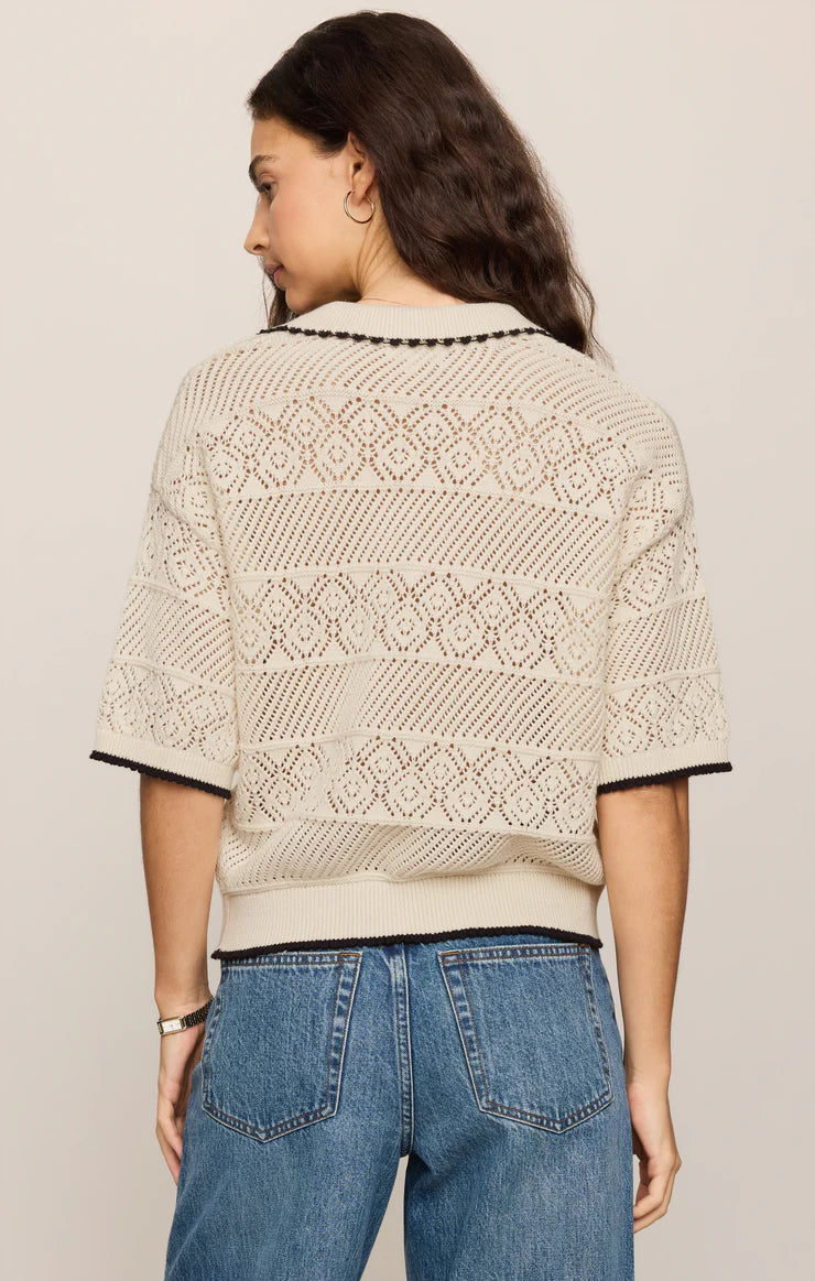Z Supply Denman Crochet Polo Sweater 02-07