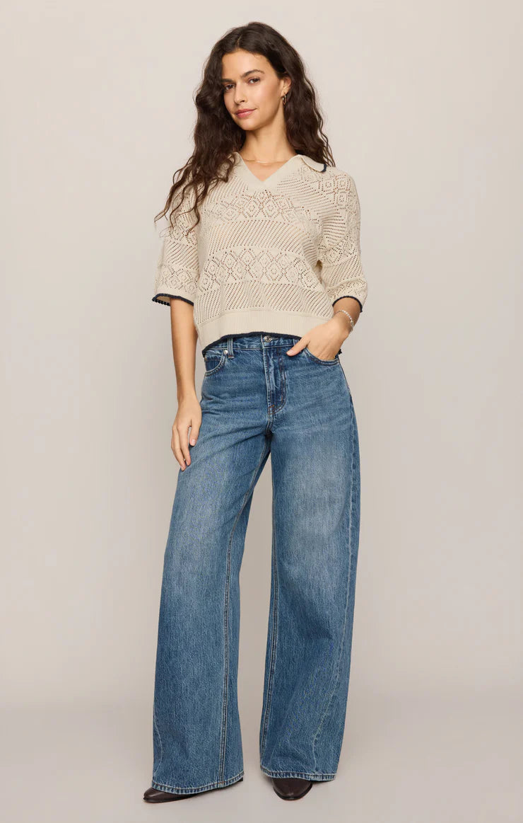 Z Supply Denman Crochet Polo Sweater 02-07