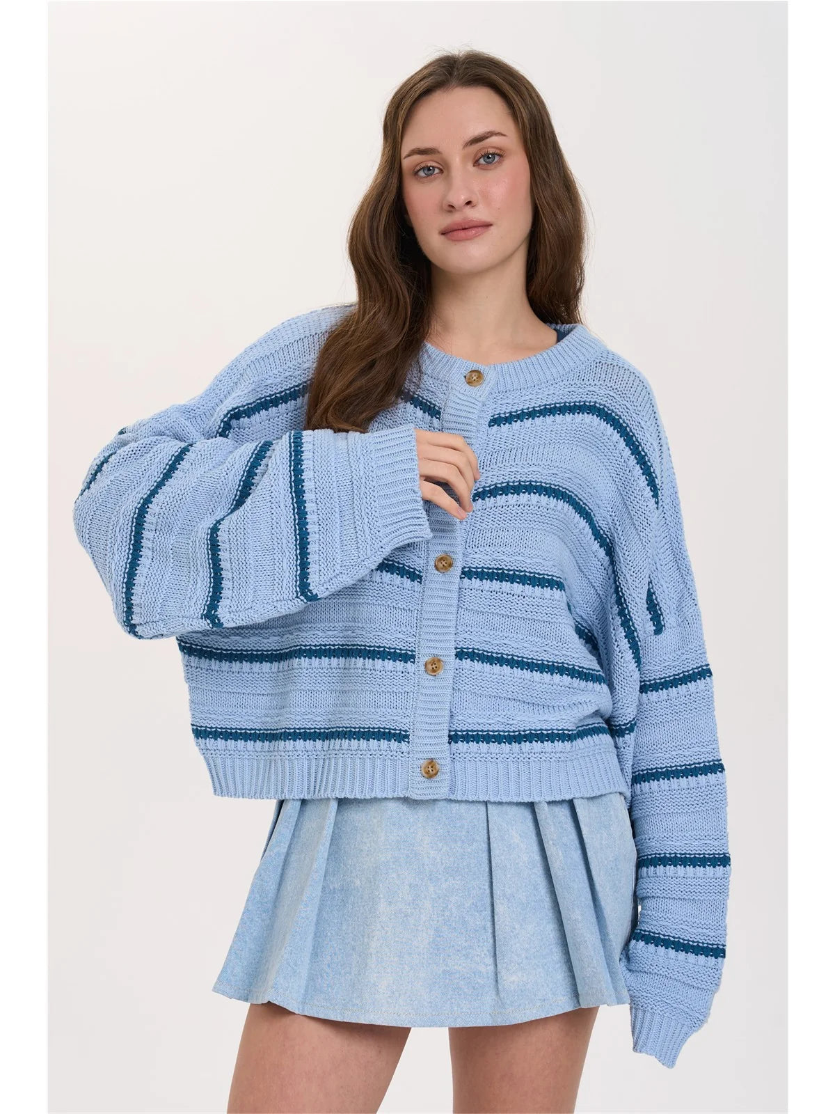 24 Colours Blue Striped Sweater 02-08