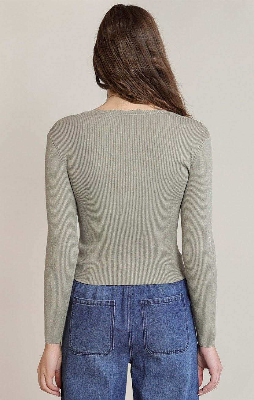 DEX Sage Scallop Sweater Top 02-09