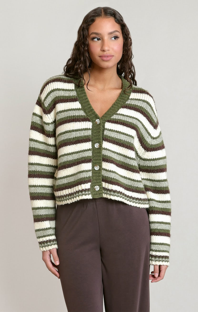 DEX Green Striped Cardigan 02-09