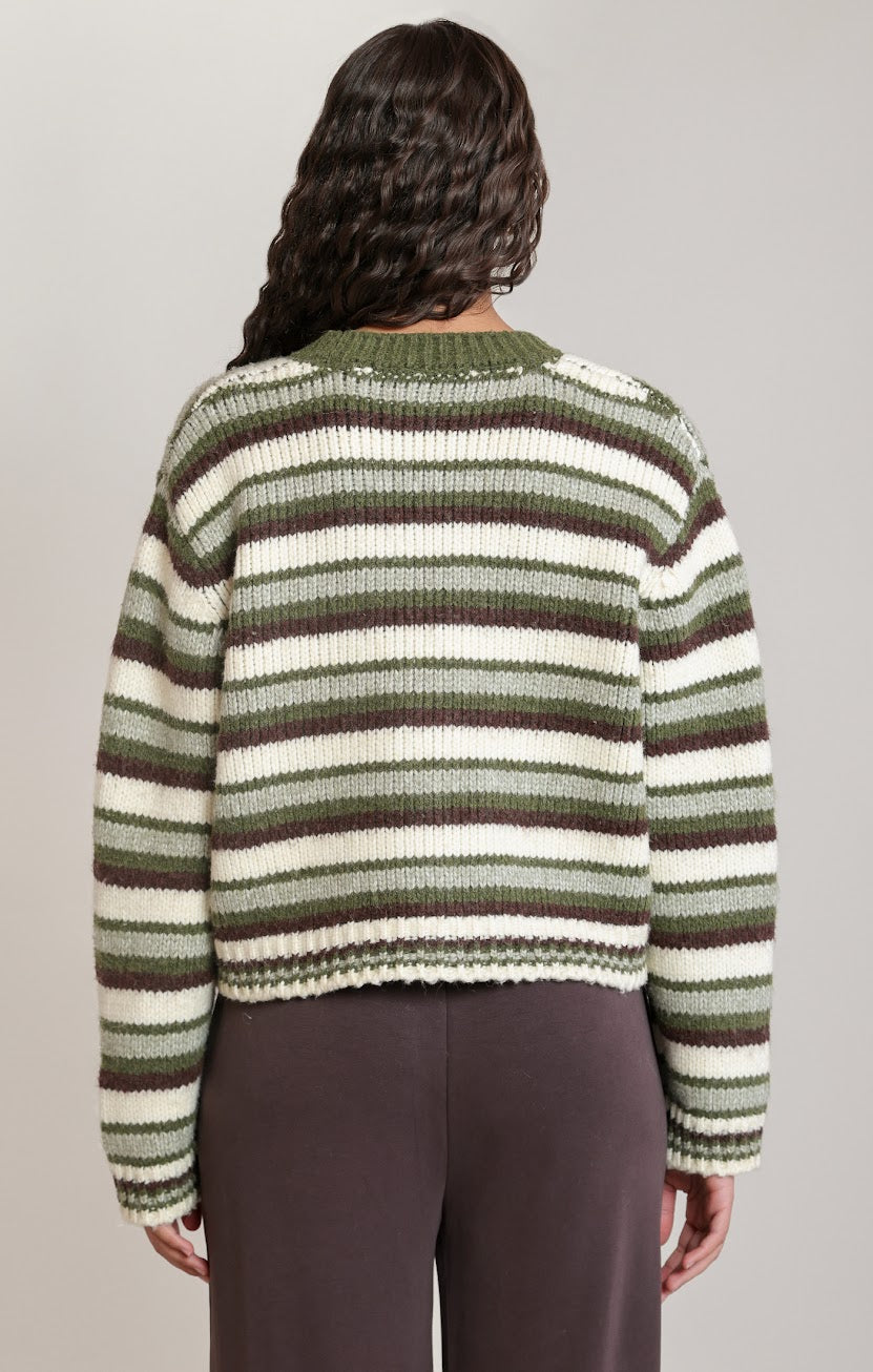 DEX Green Striped Cardigan 02-09